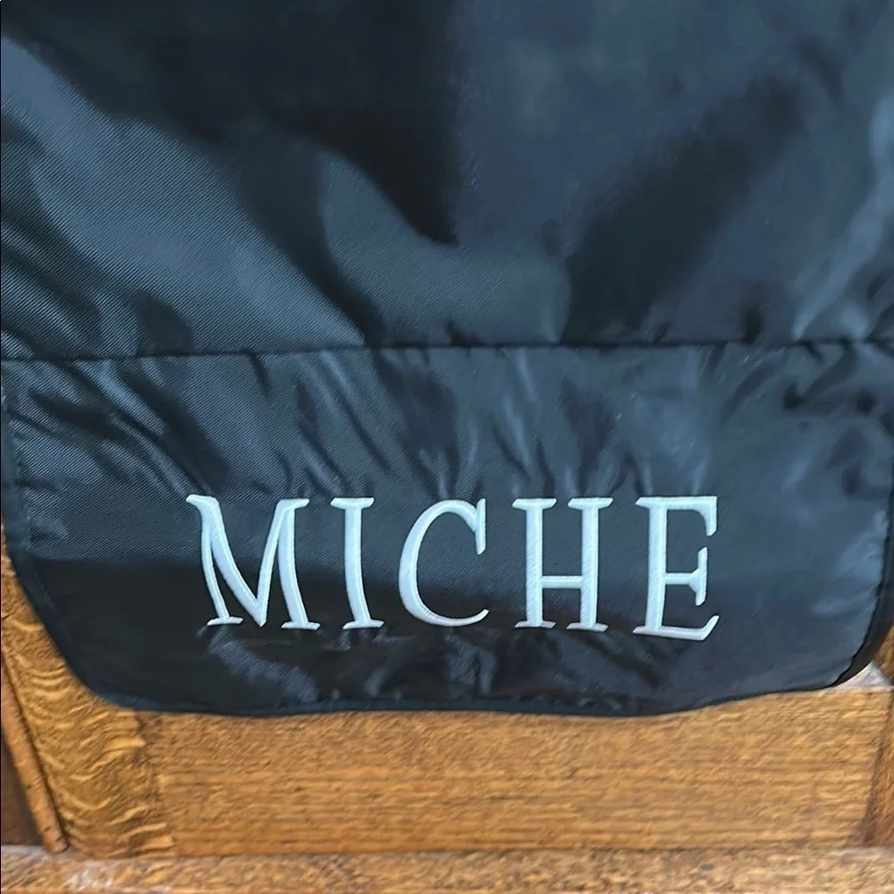 Miche Sleeve Closet Organizer with Pink and Red Sleeve and Brown cloth base bag